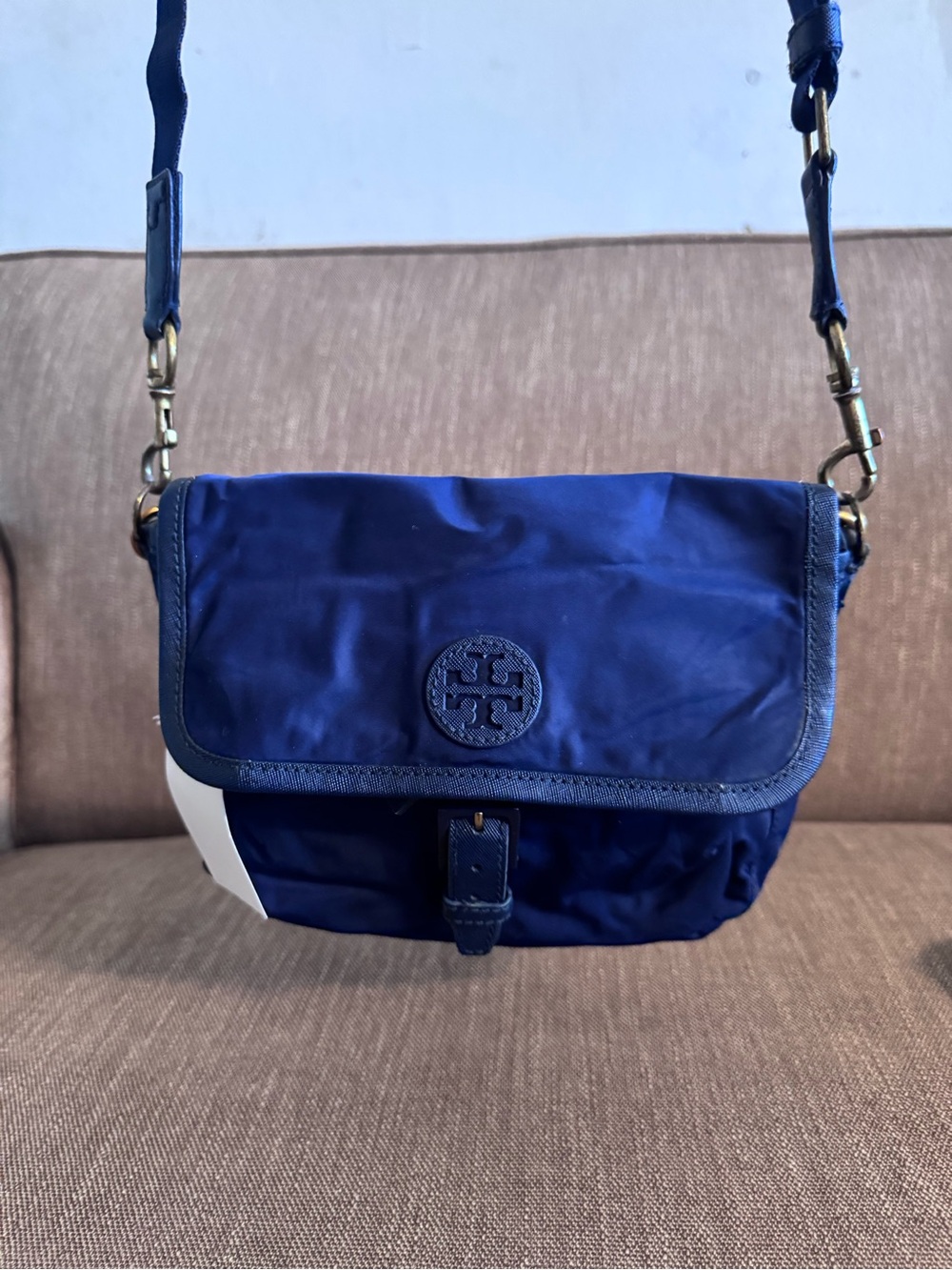 Tory Burch Black Nylon Shoulder/Crossbody Bag with Logo Snap